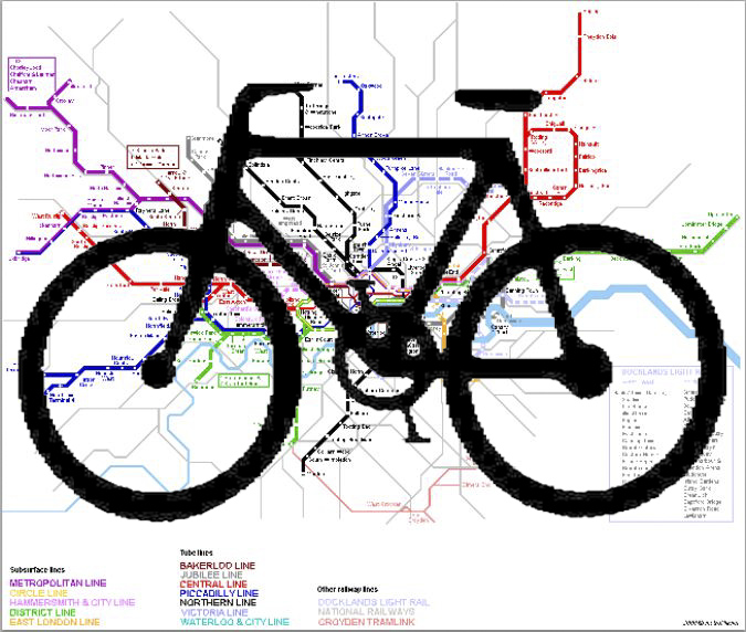 Bikes on London Underground Map of London